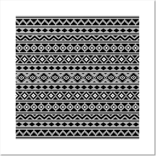 Aztec Essence Pattern II Black White Gray Posters and Art